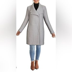 Kenneth Cole New York Women's Pressed Wool-Blend Boucle Coat, Tan/Grey Sz XXL